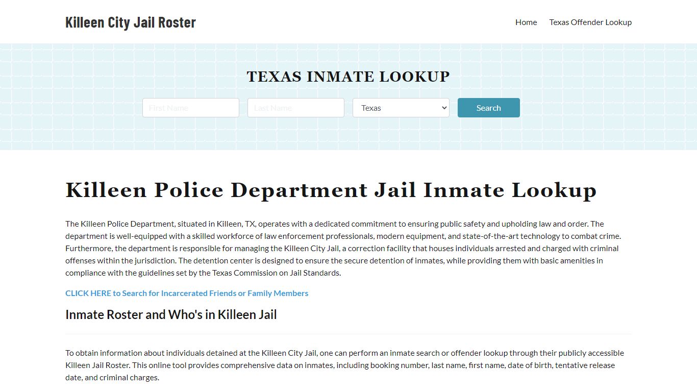 Killeen Police Department & City Jail, TX Inmate Roster, Arrests, Mugshots